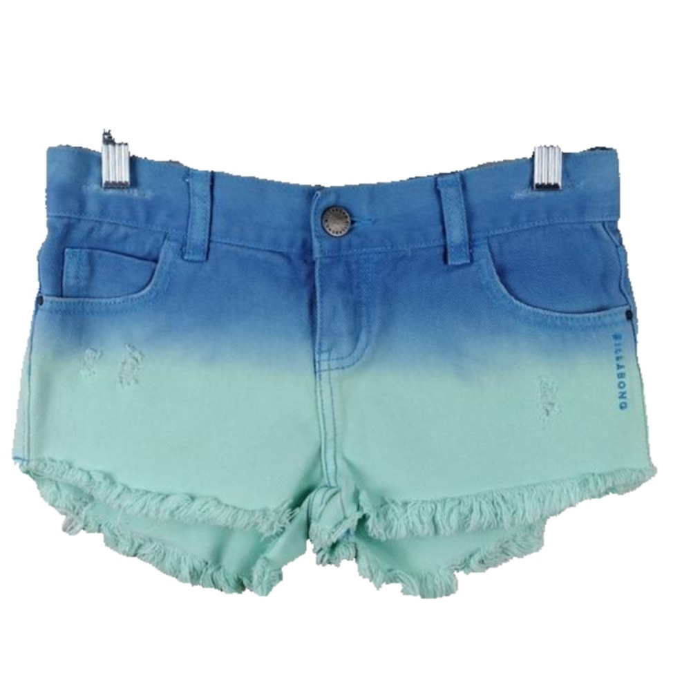 Billabong Blue Ombre Five Pocket Mid Rise Raw Hem Distressed Colored Jean Short